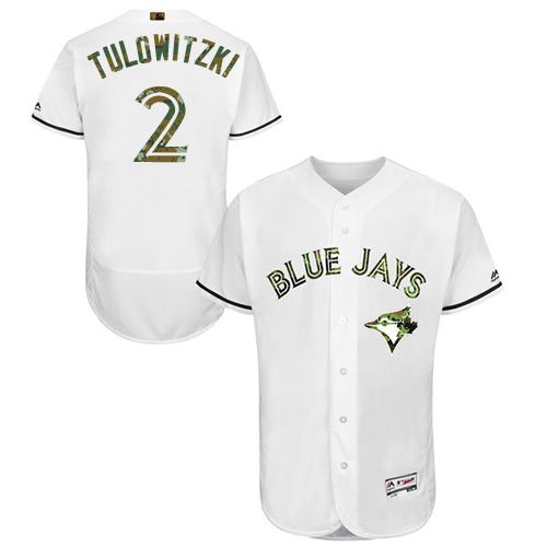 Blue Jays #2 Troy Tulowitzki White Flexbase Authentic Collection Memorial Day Stitched MLB Jersey